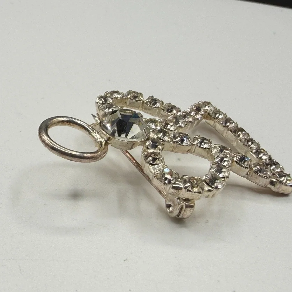 Rhinestone Angel Brooch Silver Tone Halo Christmas Holiday Statement Gift Pin